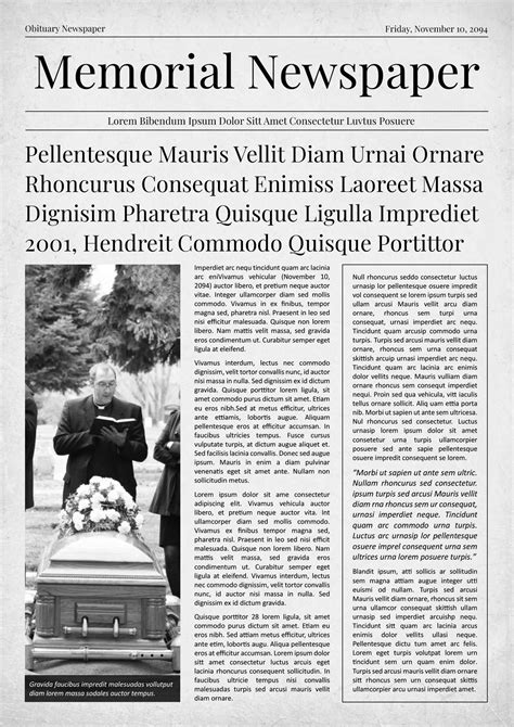 Old Style A3 Newspaper Obituary Template - Word | Google Docs - Highfile