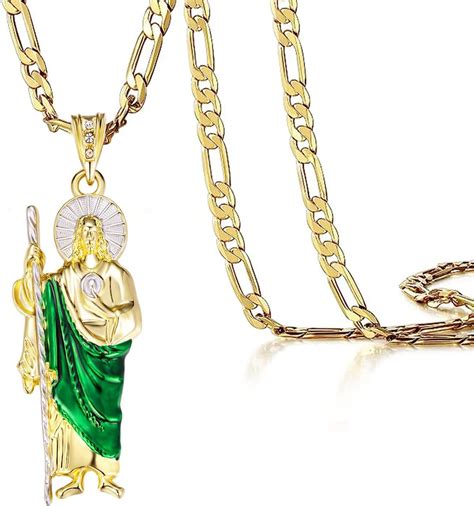 Amazon.com: GXLYFG San Judas Tadeo Necklace Diamond 14K Gold Plated San ...