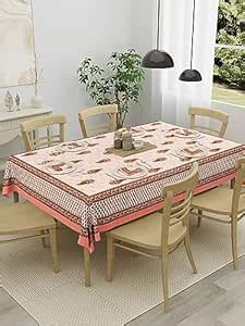 Buy GLAZE Pink & White 7 Pieces Printed Pure Cotton Table Linen Set (1 ...