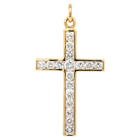 Antique Diamond Cross Gold Pendant For Sale at 1stDibs
