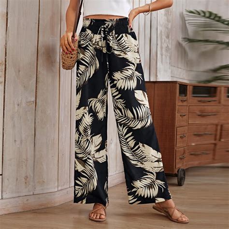 Mlqidk Lightweight Summer Pants Women Tropical Plus Size High Waist ...
