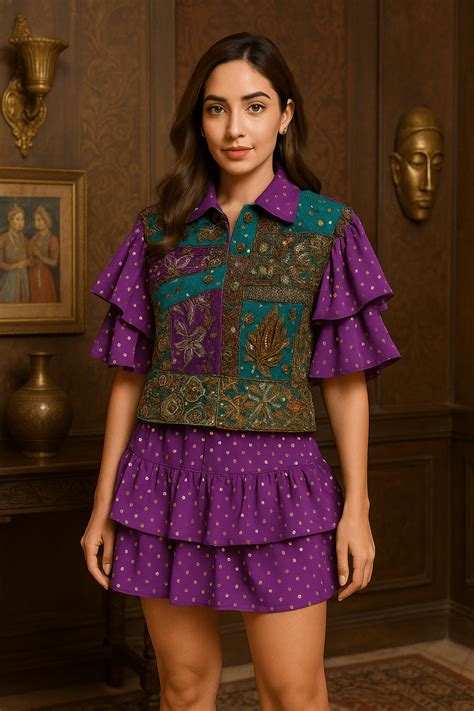 AMARA Embellished Co-Ord Set Purple – banjaratrail