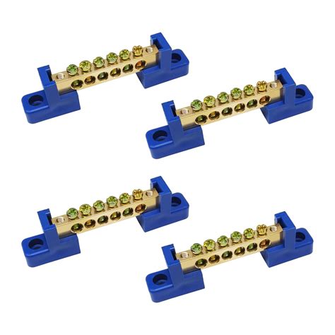 Tugermoola 4PCS 6-Position Terminal Block Ground Bus Bar Brass Wire ...