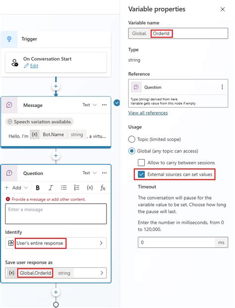 वेबपेज से संदर्भ चर को एजेंट पर पास करें - Microsoft Copilot Studio ...