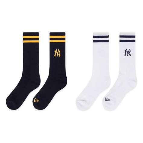NEW YORK YANKEES COLOR ERA 2 PACK BLACK AND WHITE SOCKS - New Era Singapore