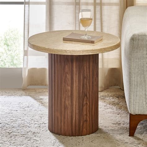 Buy Sundried Sanctuary Faux Marble Top End Table - Walnut from Home ...