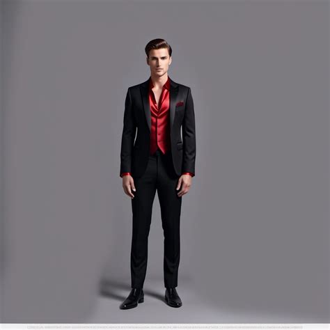 Realistic Portrait: Man in Black Suit and Red Shirt | Stable Diffusion ...