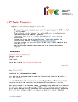 Fillable Online Draft template letter to your Member of Parliament or ...