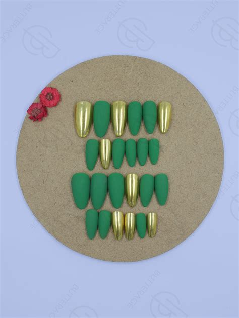 Emerald Green Luxe Gel Press On Nails | Jewel Finish Nails - Butterage