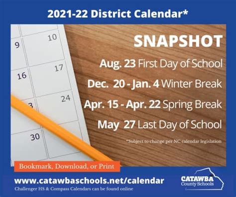 Catawba County Schools Printable Calendar