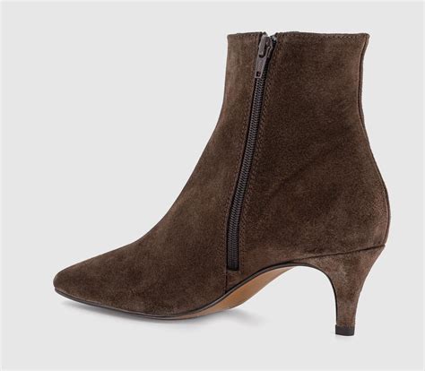 OFFICE Alex- Kitten Heel Ankle Boots Brown Suede - Women's Ankle Boots