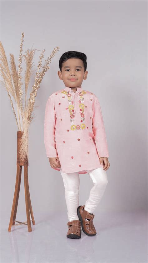 Powder Pink Floral Hand Embroidery Kurta With Pajama Set – VIDEER FASHION