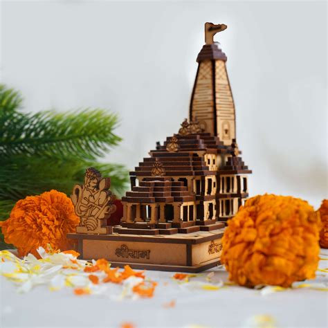 Ram mandir Ayodhya 3D Handcraft Wood Temple | 6 Inches – Prabhubhakti