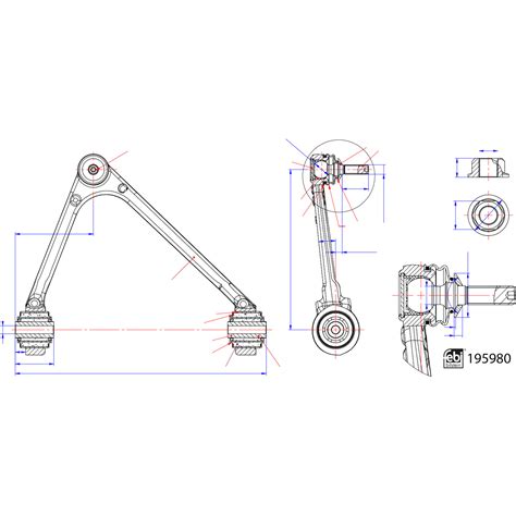 febi | 195980 | braccio sospensione con boccole, giunto snodato e dado ...