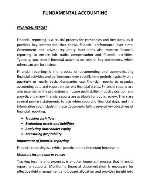 Financial Report - Assignments - FUNDAMENTAL ACCOUNTING FINANCIAL ...
