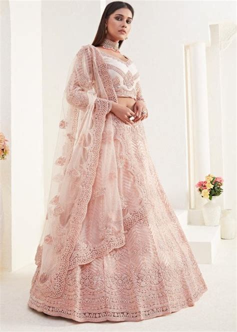 Indian Bride in Pink Net Lehenga Choli Dupatta – Shri Balaji Emporium