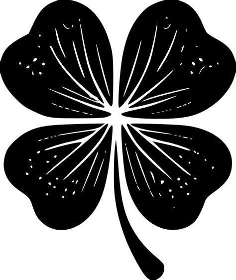 Four-leaf Clover, Black and White Vector illustration 23567952 Vector ...