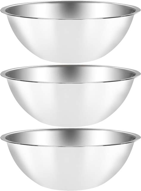Suwimut 3 Pack Stainless Steel Mixing Bowls, 5 Quart Flat Base ...