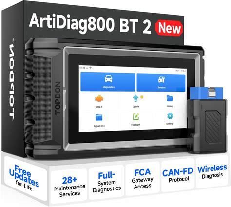 OBD2 Scanner TOPDON AD800BT V2.0, Free Lifetime Upgrade Scan Tool, Full Systems Diagnostic Tool ...