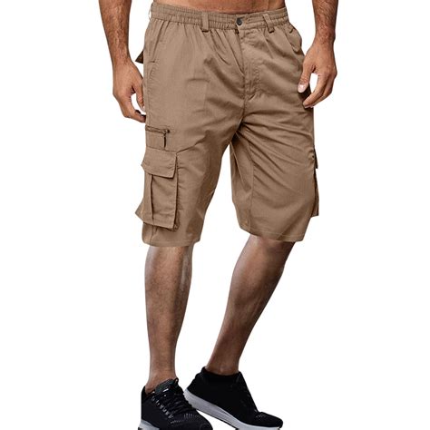 HCNTES Men's Shorts Elastic Waist Drawstring Cargo Summer Beach Shorts ...