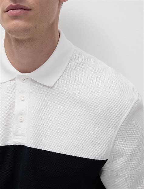 Buy LS CHEST STRIPE PIQUE POLO at Marks & Spencer