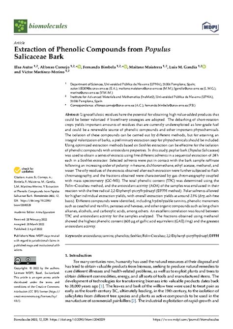 Soxhlet Extraction Using Varioussolvents - Citation: Autor, E.; Cornejo ...