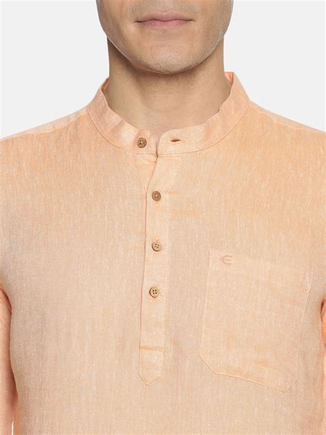 Neon Saffron Short Hemp Kurta For Men | Ecentric