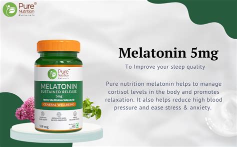 Pure Nutrition Melatonin 5mg with Tagar 250mg - 180 Veg Tablets (60X3 ...