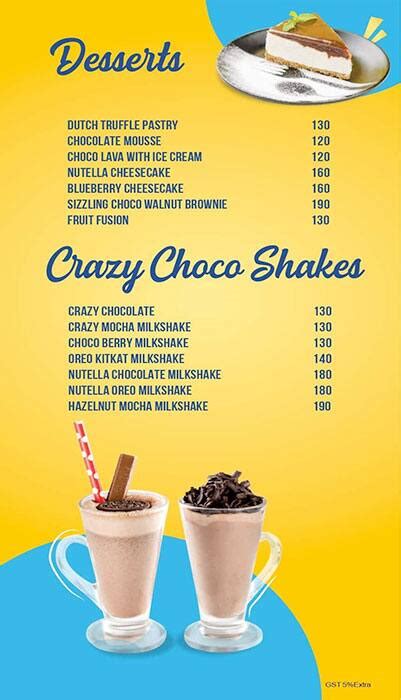 Menu at Crazy Cheesy Cafe Warje, Pune