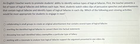 Solved: An English I teacher wants to promote students' ability to ...
