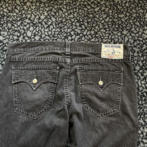 faded black true religion flare jeans baggy... - Depop