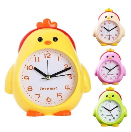 DollsnKings Mini Alarm Clock Cartoon Chick Desktop Round Dial Alarm ...