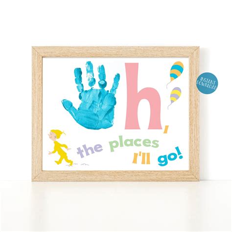 Oh the Places You'll Go Handprint Craft for Kids, Dr Seuss Crafts for ...