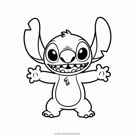 Stitch Cartoon Easy Drawing | Easy Drawings