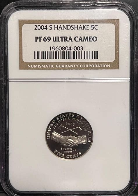 2004 S Louisiana Purchase Peace Handshake Jefferson Nickel ...