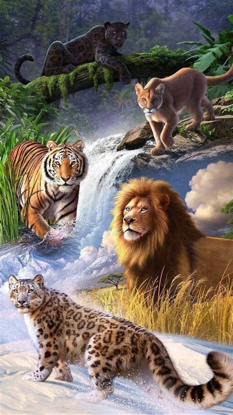 Download Lion And Tiger In Different Terrains Wallpaper | Wallpapers.com