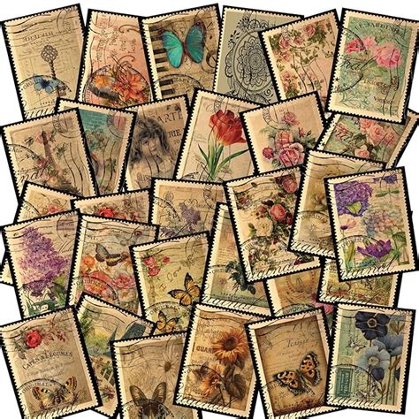 Creatie 30Pcs Vintage Postage Stamp Stickers with Vintage Postmarks ...