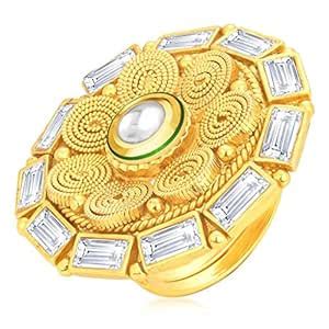 Sukkhi Marquise Jalebi Gold Plated American Diamond Finger Ring For ...