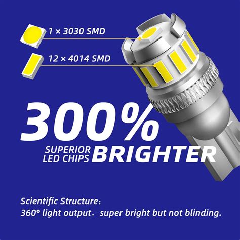 194 T10 168 2825 W5W LED 6500K White License Plate Light Bulb 2 PCS ...