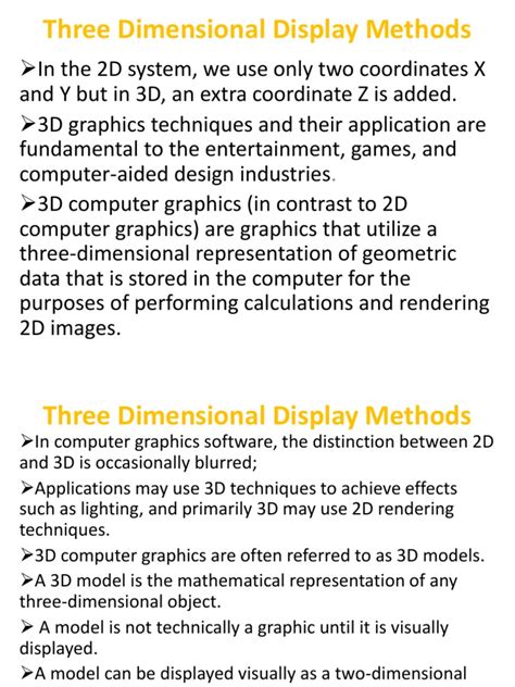 Three Dimensional Display Methods | PDF | 3 D Computer Graphics ...