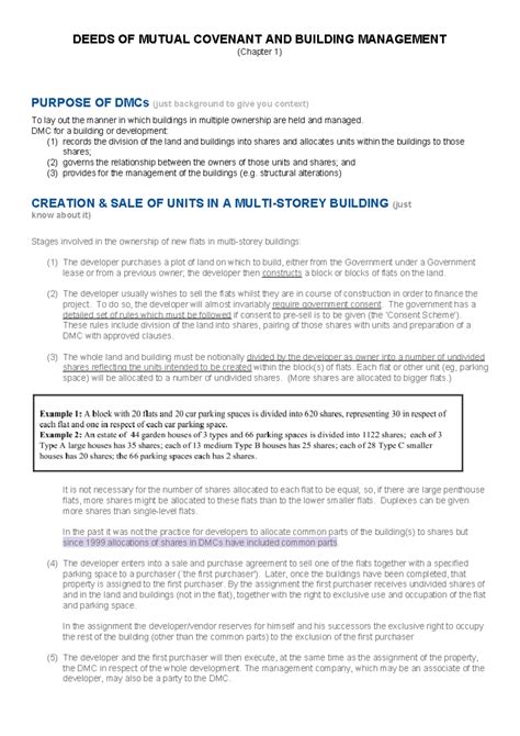 Lecture Notes for DMC - DEEDS OF MUTUAL COVENANT AND BUILDING ...