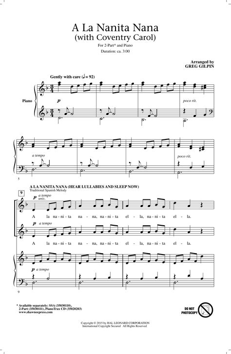 A La Nanita Nana (Hear Lullabies And Sleep Now) por Greg Gilpin ...