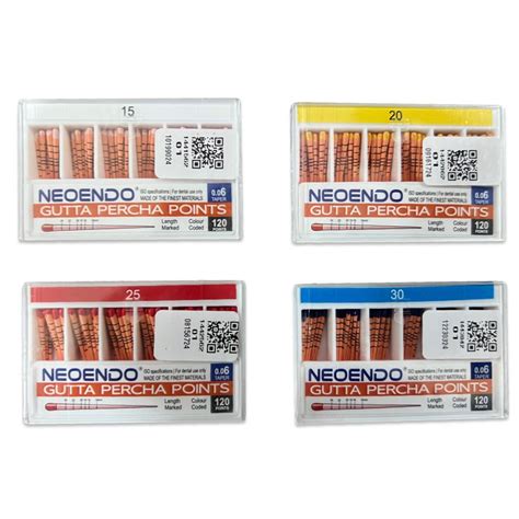 NeoEndo 120 Points 6% Gutta Percha | Length Marked and Color Coded ...