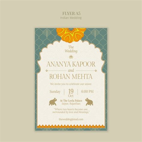 Elegant indian wedding invitation flyer | Free PSD