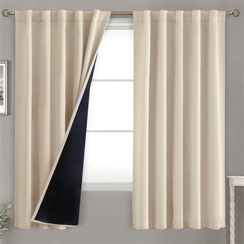 BGment Champagne 100% Blackout Curtains with Thermal Insulation Liner ...