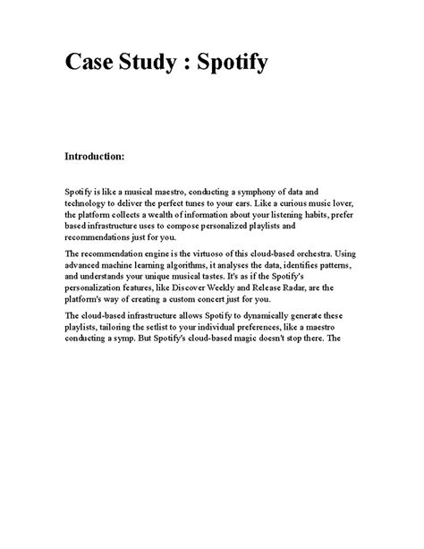 Case Study: Spotify's Cloud Computing & Recommendation Engine - Studocu