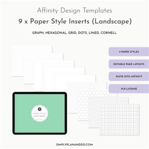PLR Affinity by Canva Template | 9 x Paper Styles, Landscape