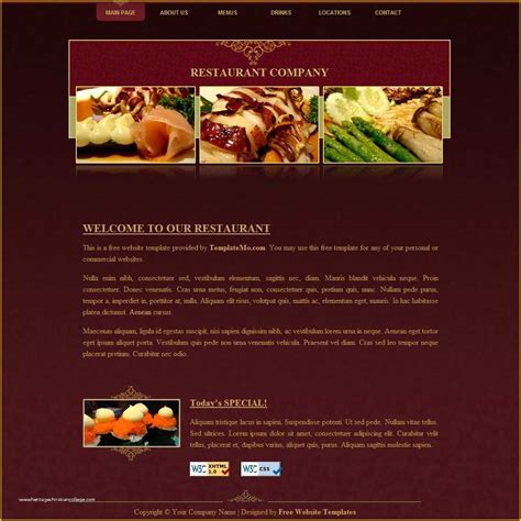 Catering Website Templates Free Of Free Website Template Restaurant ...