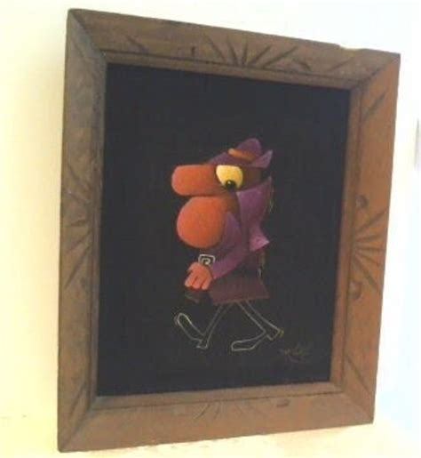 Vintage Painting on Black Velvet of Inspector Jacques Clouseau/wooden Frame/signed/1970s/cartoon ...