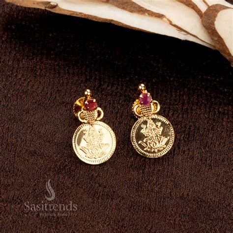 Micro Gold Plated Lakshmi Coin Necklace Set – One Gram - Sasitrends